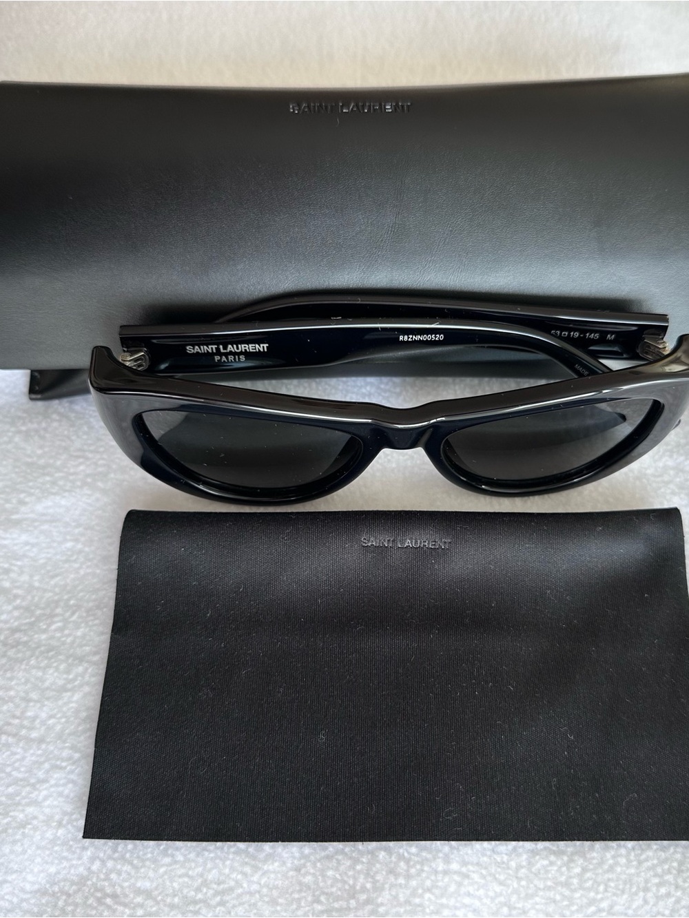 Saint Laurent Glossy Black Thick-Arm Cat Eye Sunglasses - Picture 5 of 6